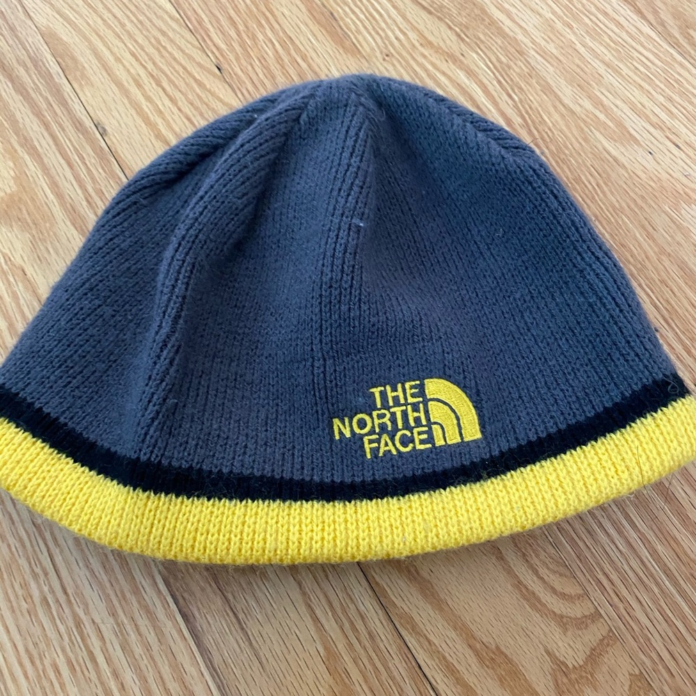 The North Face Kids Charcoal and Yellow Knit Hat